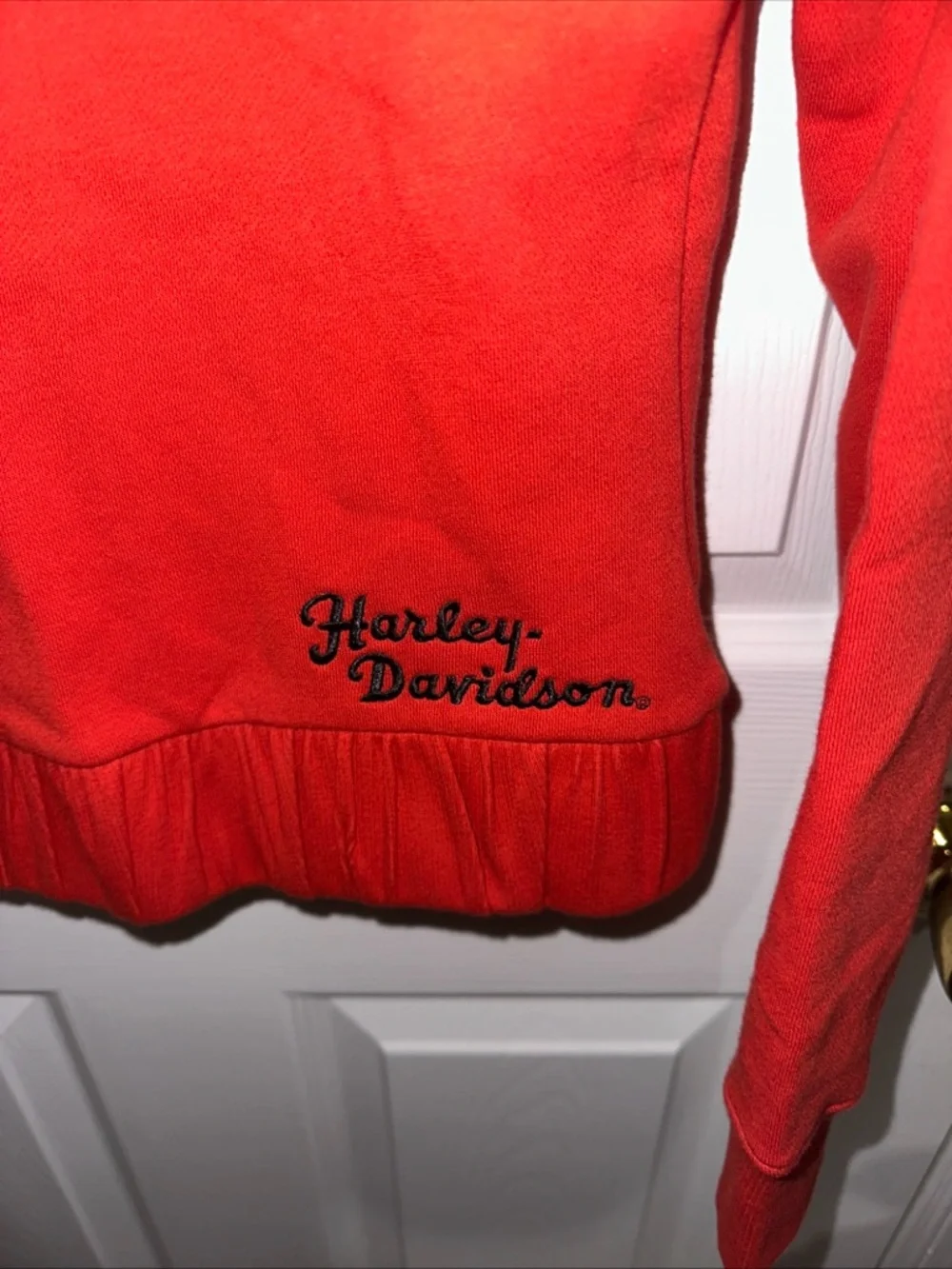 Harley-Davidson Women's Bright Red Zip-Up Bomber Jacket - Picture 5 of 6